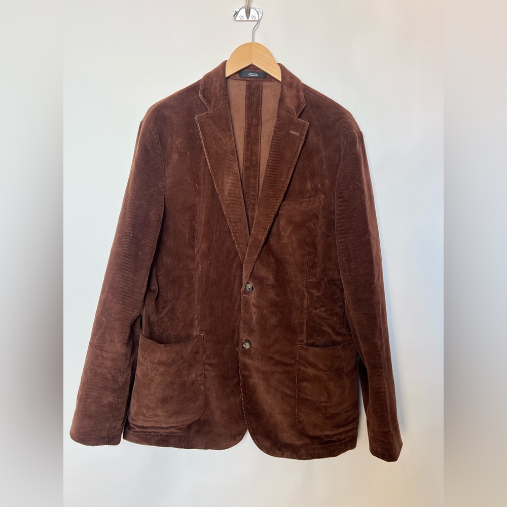 Nordstrom Tech-Smart Trim Fit Brown‎ Corduroy Blazer Size L